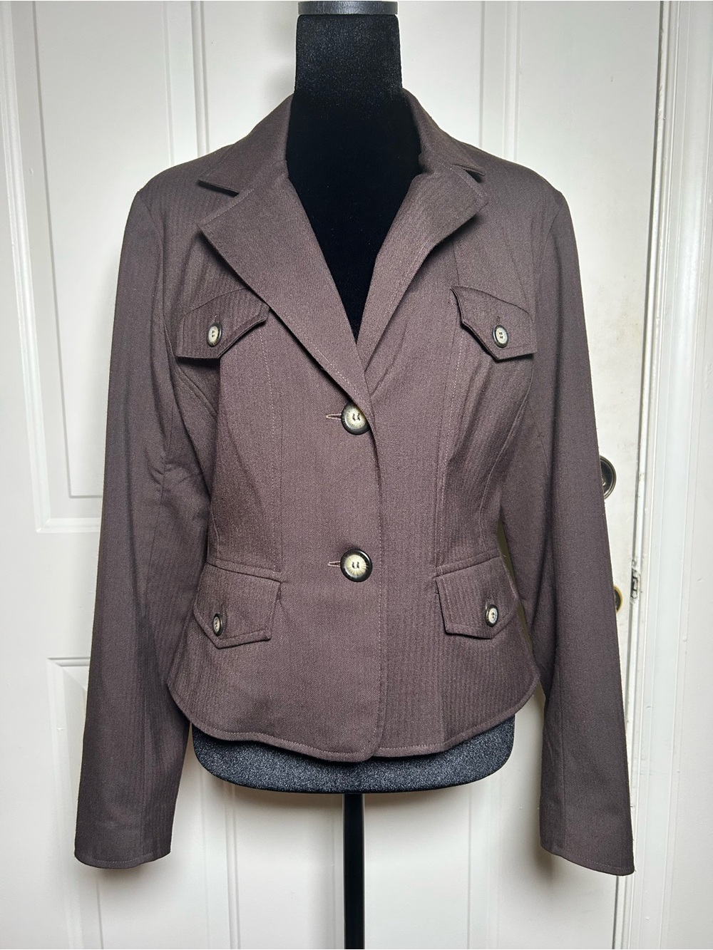 Nicole Taupe Button-Front Tailored Blazer